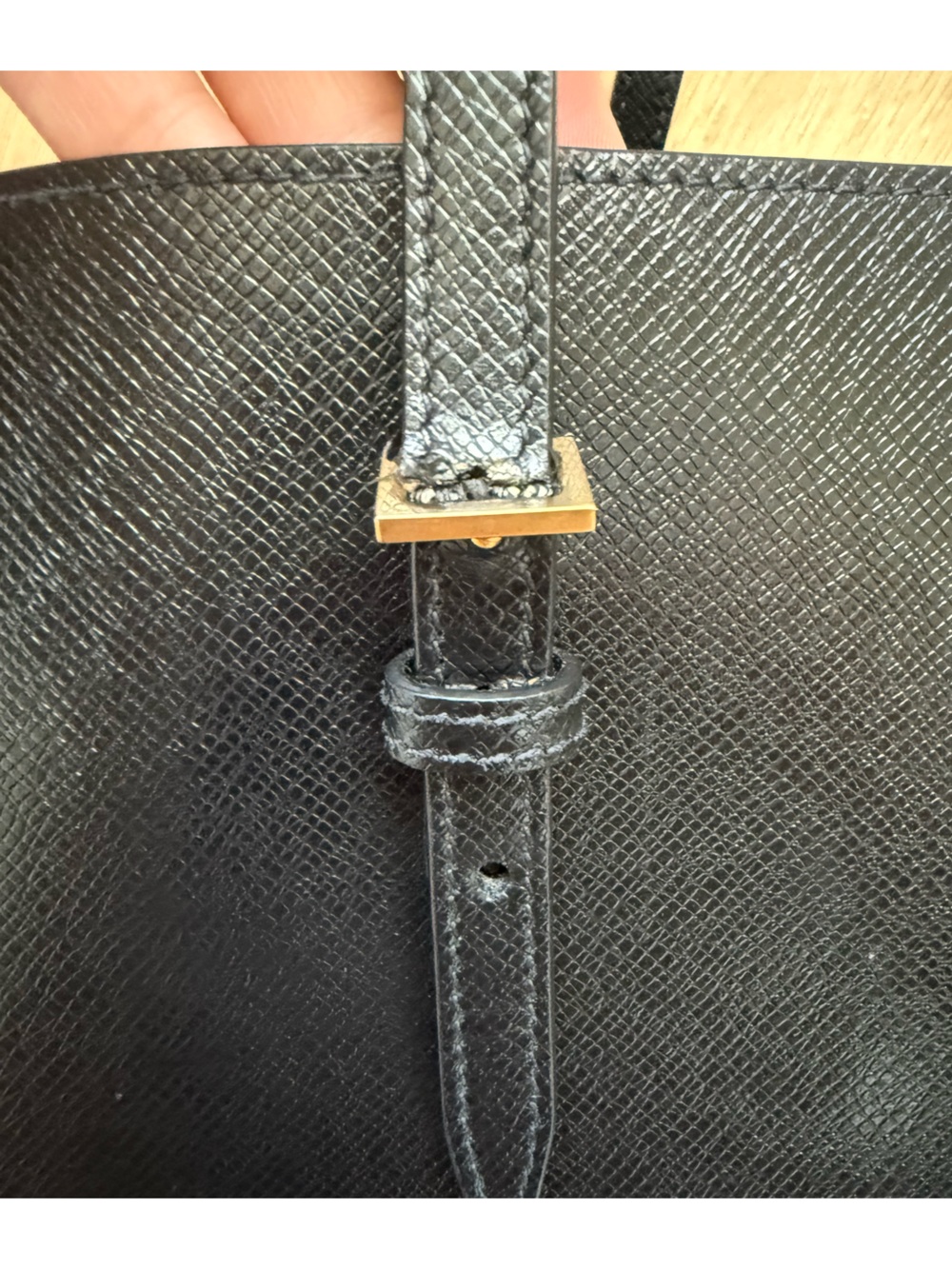 Yves Saint Laurent Black Leather Tote with Gold Buckle Accents - Picture 7 of 15